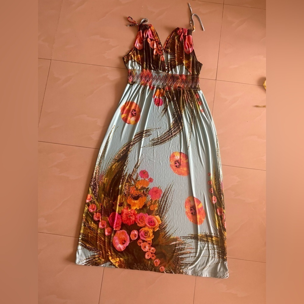 MORE FEEL FLORAL MAXI PLUS SIZE DRESS 4XL BOHO BOHEMIAN SUMMER BLUE - Picture 15 of 16